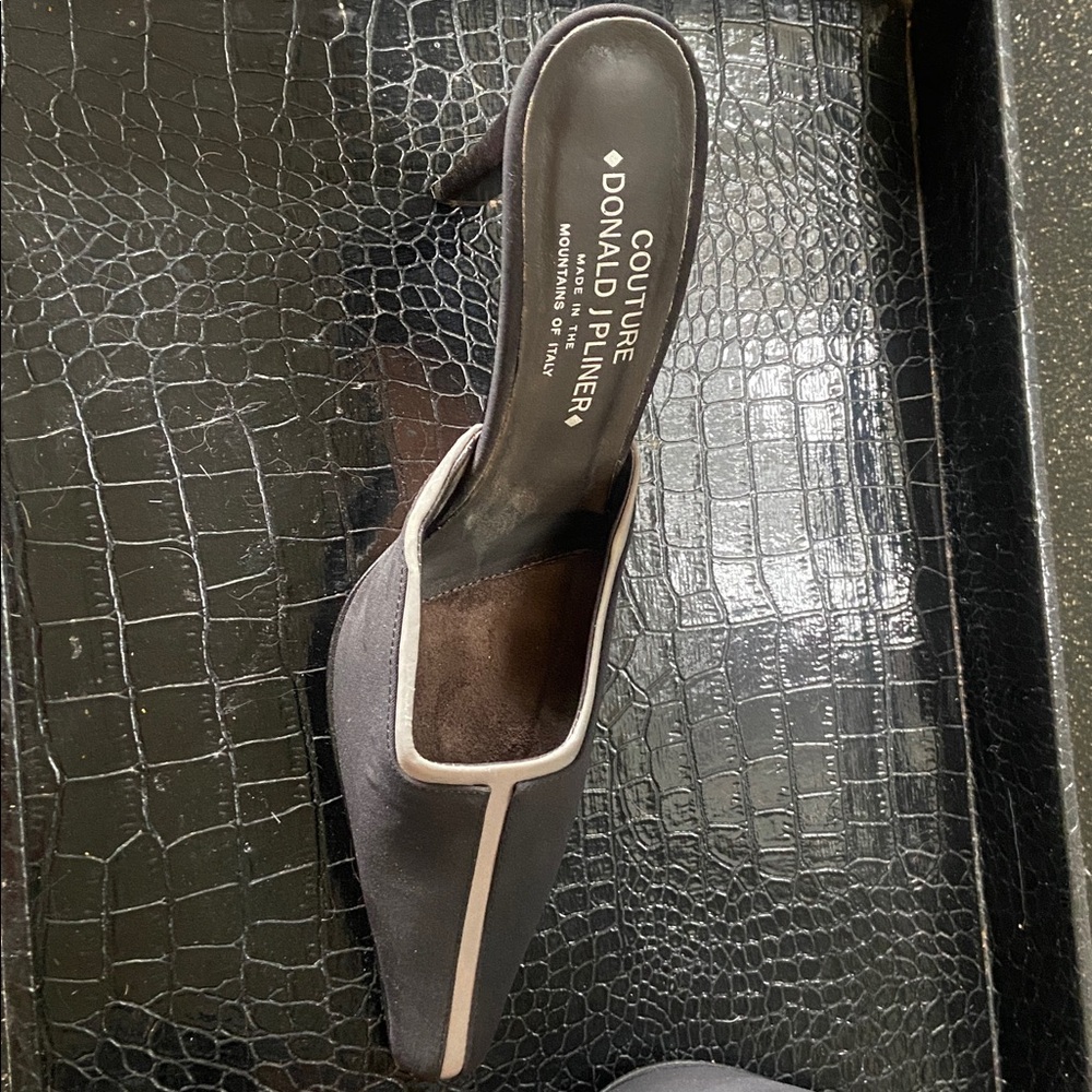 Donald J. Pliner Black and Grey Mules